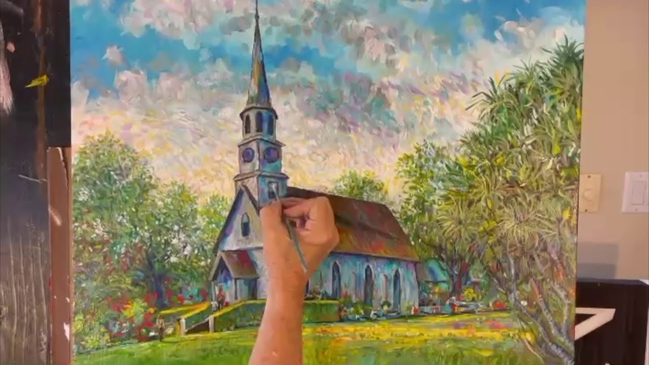 Impressionist Peace at Kaahumanu Church Painting by Robert Lyn Nelson