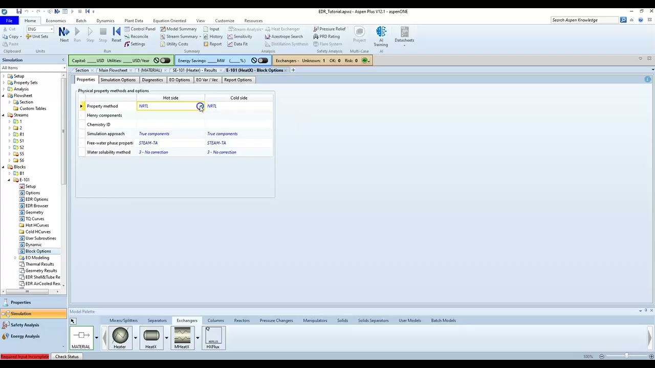 Chemical Process Design 1: Rigorous Heat Exchangers, Utilities, and EDR in Aspen Plus