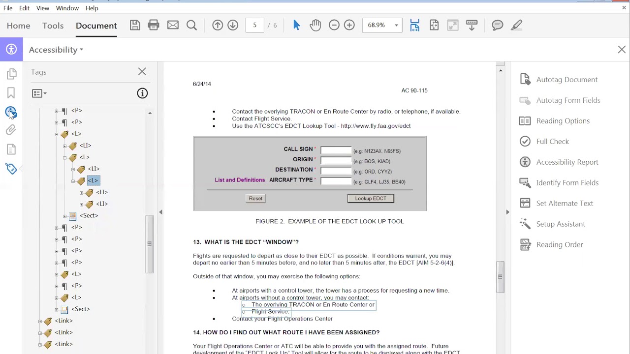 How to make a correction during a PDF accessibility check when it says, List   failed