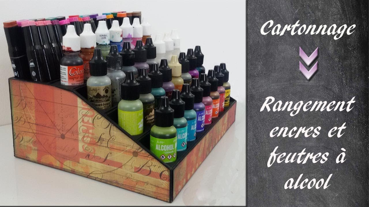 Tuto cartonnage Rangement encres et feutres à alcool