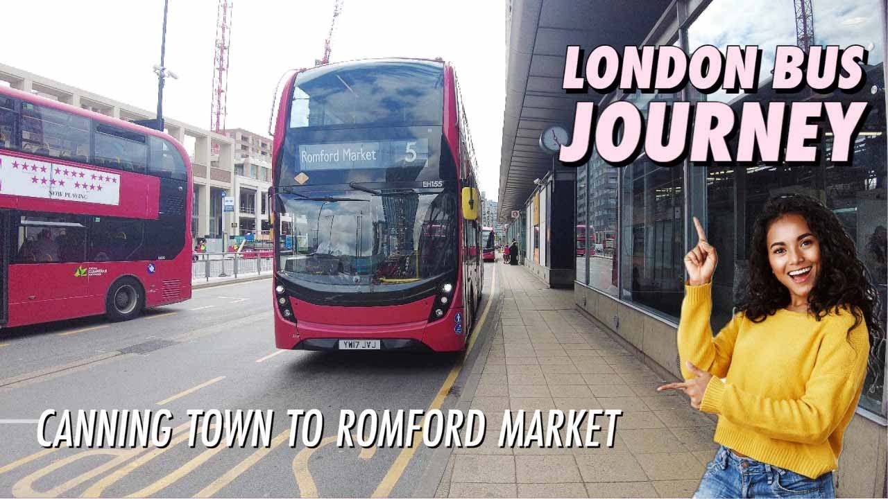 🚌🌇 Double-decker London Bus Journey Route 5 From Canning Town To Romford Market