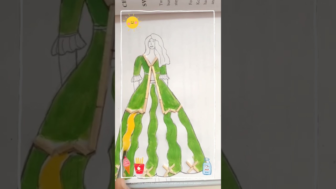 How To Make Simple Dolls Dress/Fashion illustration Arts 🎁🎁  