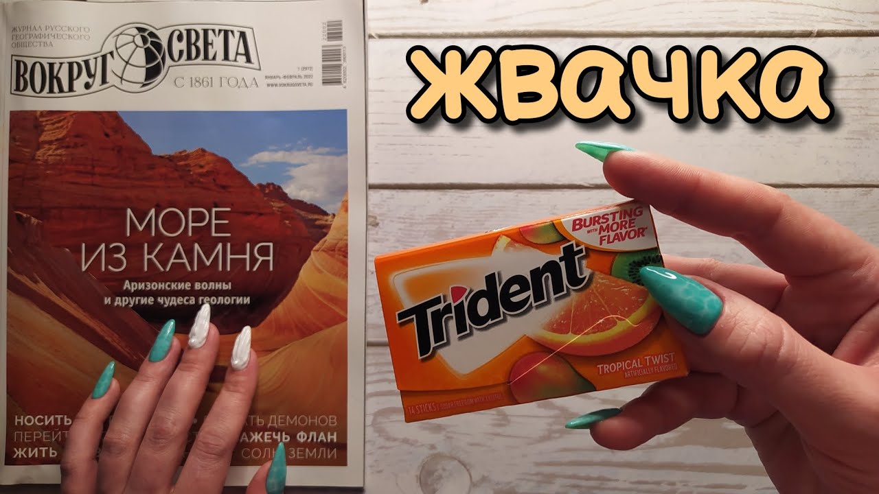Журнал + ЖВАЧКА! Чавкаю, жую жвачку, асмр шепот • ASMR жувка, жевачка, жевание