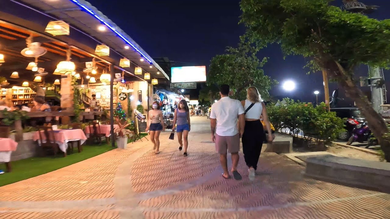 Ao nang Krabi night walk -  atmosphere of Thailand beach resort 2021 DEC