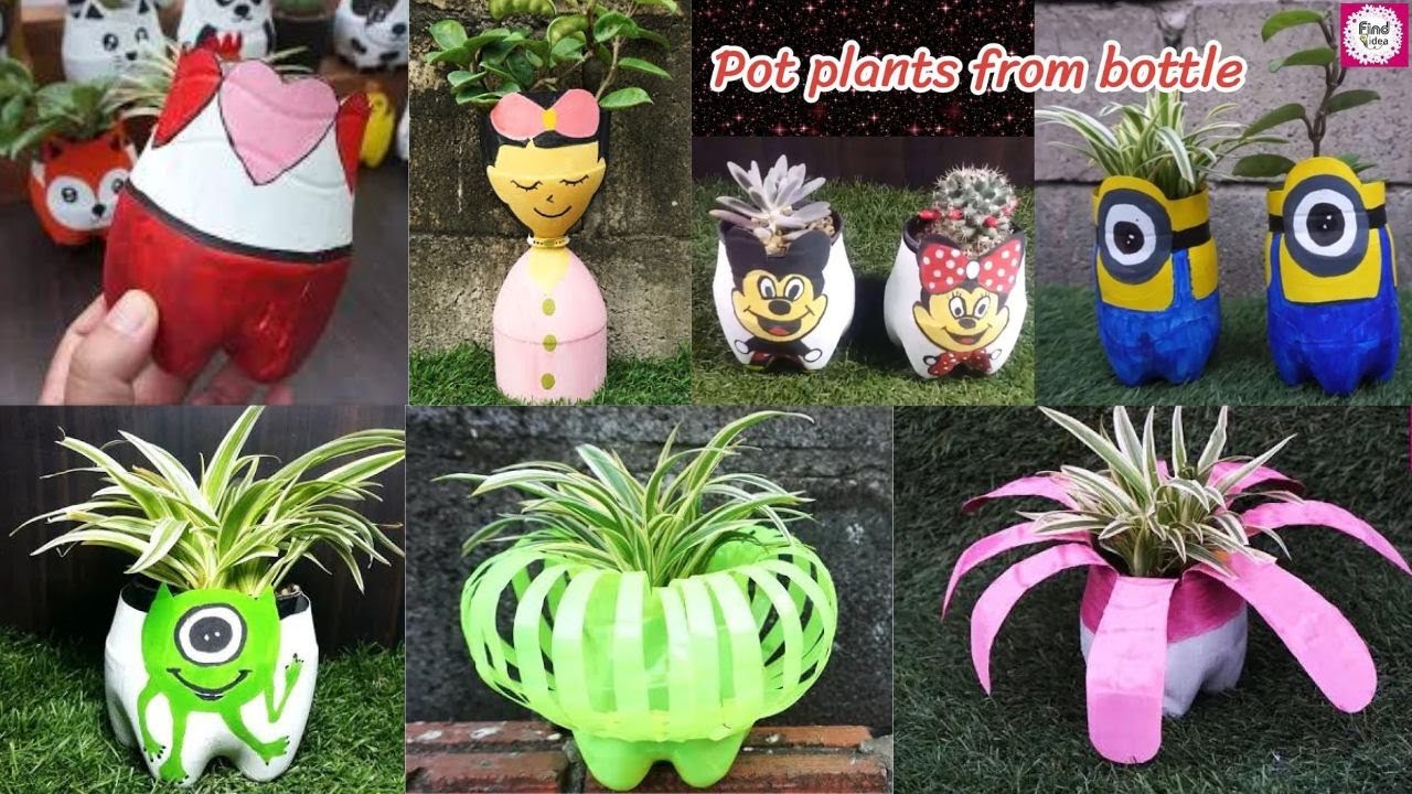 7 ideas to make pots plants from plastic bottles