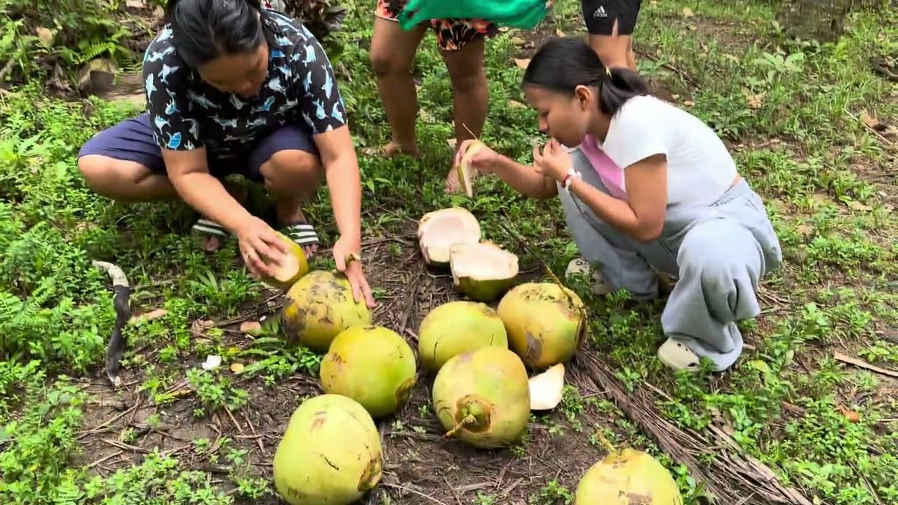 Enjoying eating Buko 