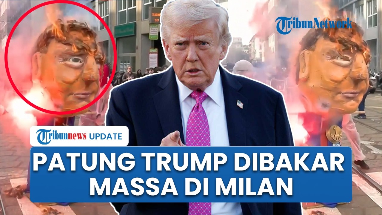 Milan Membara! Demonstran Muda Bakar Patung Donald Trump di Depan Konsulat AS
