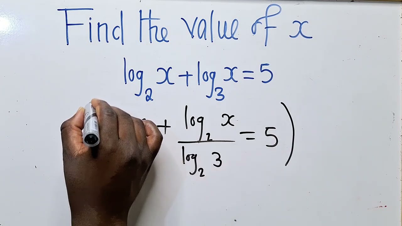 Change of Base | Logarithmic equation | Solve log_2 x + log_3 x = 5 | LOGARITHMS.