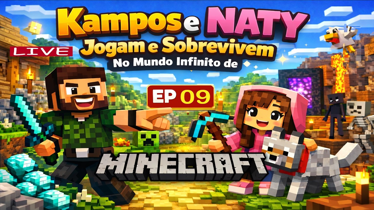 LIVE | Minecraft EP # 09 Naty e Kampos
