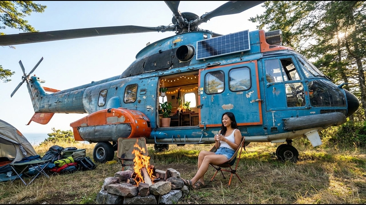 BUILDING A HOUSE INSIDE AN ABANDONED EUROCOPTER AS332 SUPER PUMA OIL RIG PLATFORM ASMR SURVIVAL