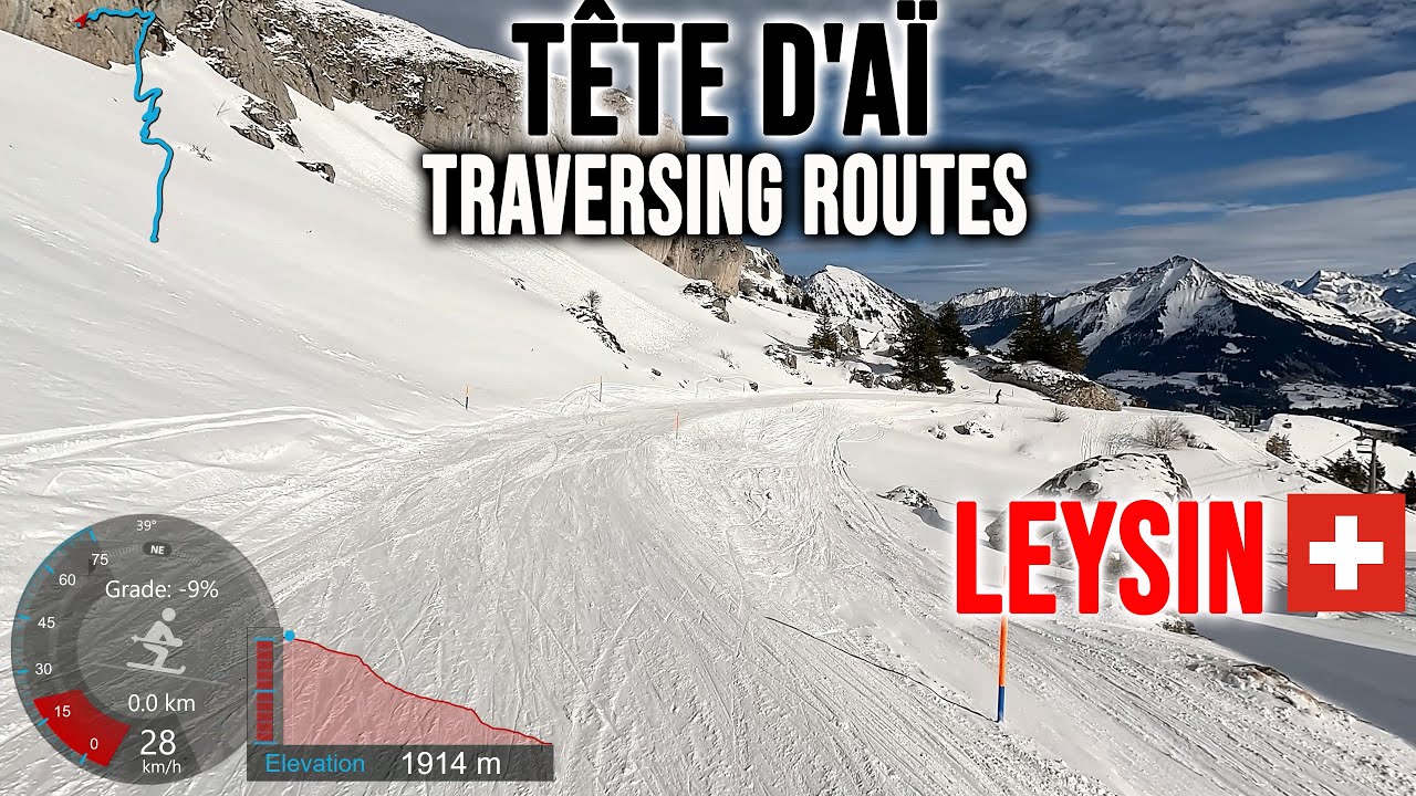 [4K] Skiing Leysin, Tête d'Aï - Blue & Red Runs - Traversing Routes, Vaud Switzerland, GoPro HERO13