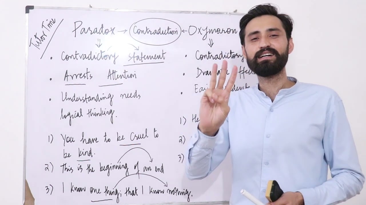 Lec# 38 | Paradox Vs. Oxymoron in Detail | Figures of Speech | Grammar Course | Tutor Time