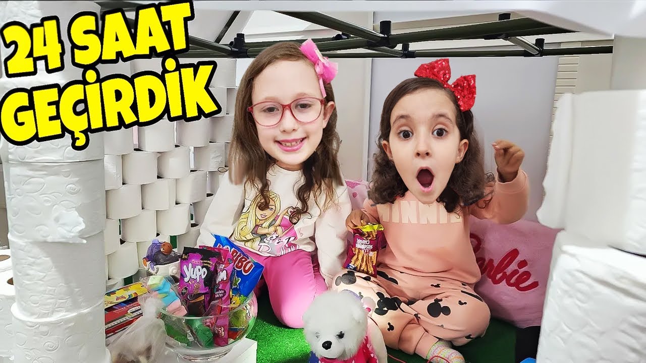 TUVALET KAĞIDINDAN EV YAPTIK !! BAHAR VE BANU ALYA 24 SAAT İÇİNDE YAŞADI !!