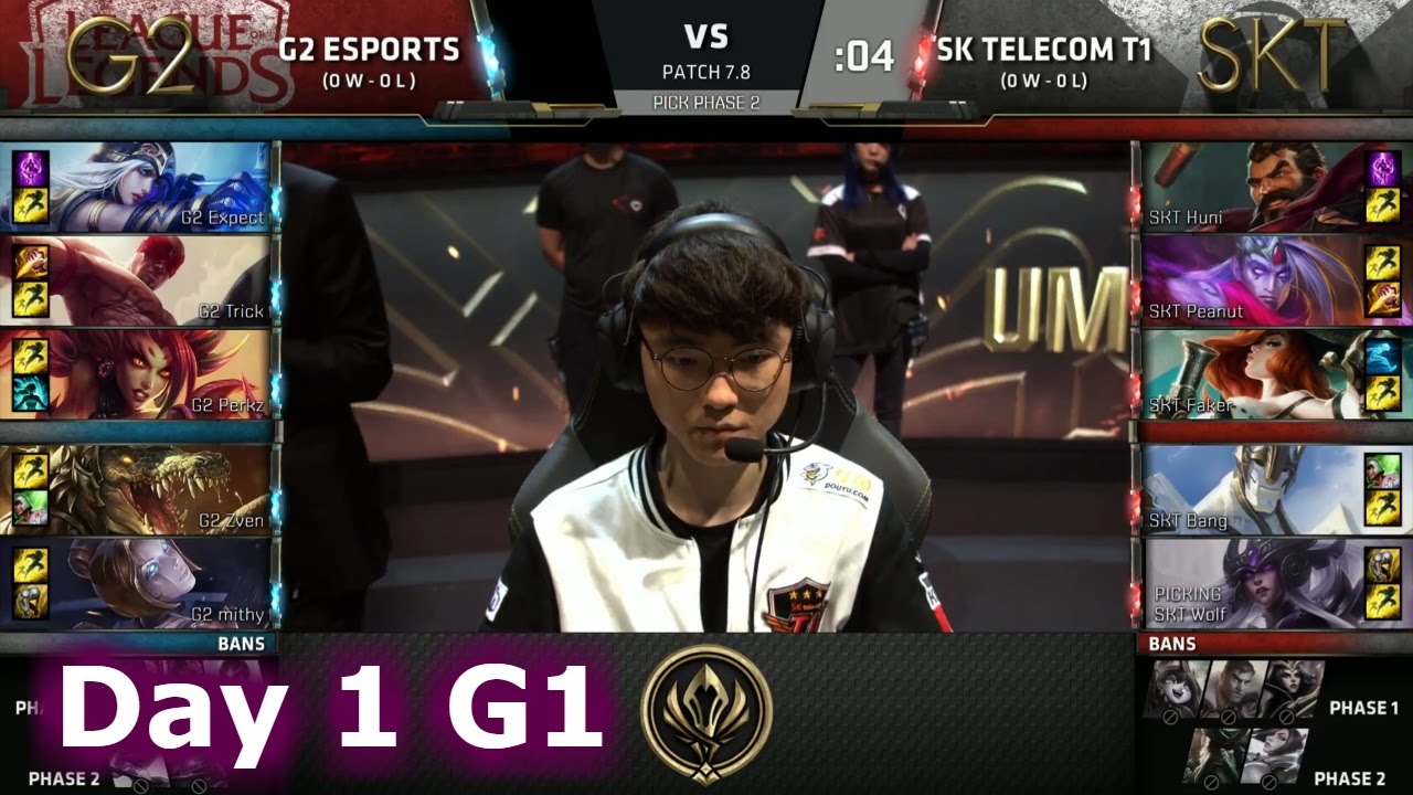 G2 eSports vs SK Telecom T1 | Game 1 LoL MSI 2017 Group Stage | G2 vs SKT MSI G1