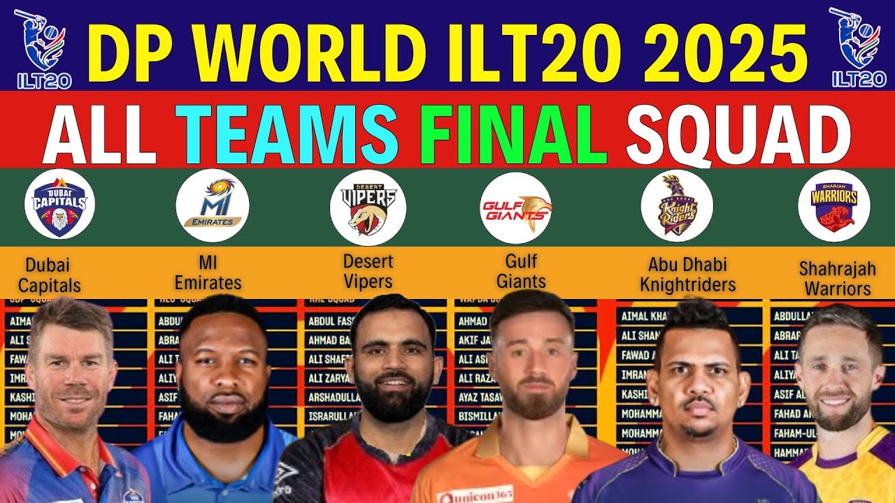 DP World ILT20 2025 - All 6 Teams Final Squad | International League T20 2025 | ILT20 Squad