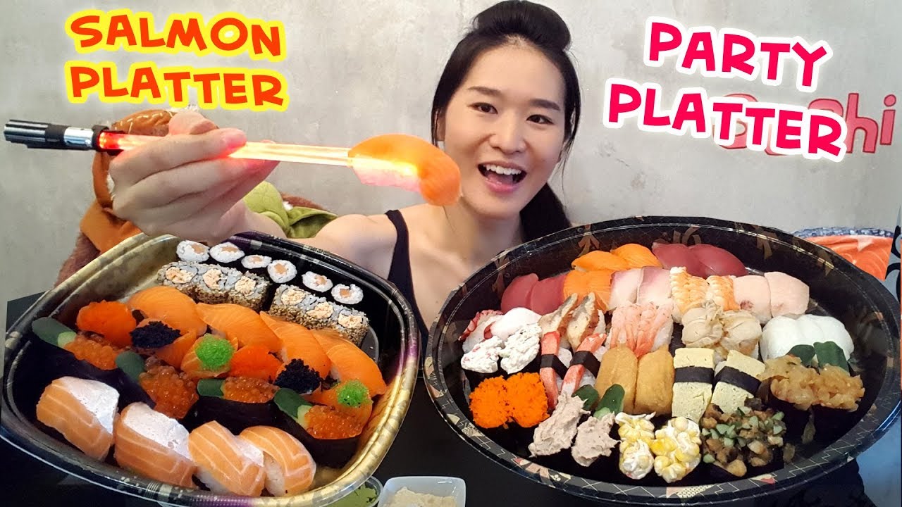 SUSHI! Salmon & Party Platter (Eating Show - Mukbang) S03E05