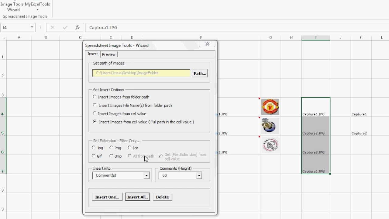 Spreadsheet Image Tools for Excel is an Excel add-in - you can insert multiple images - Video3