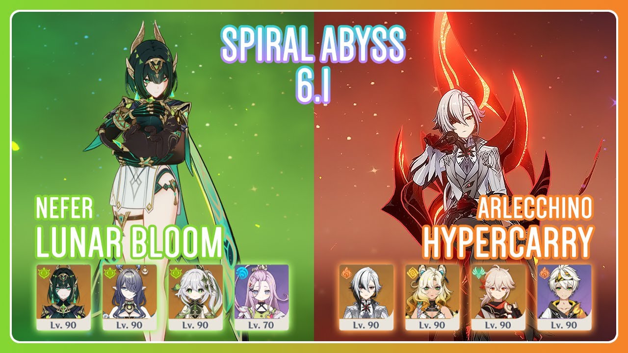 C0 Nefer Lunar Bloom & C0 Arlecchino Hypercarry | Spiral Abyss 6.1 | Genshin Impact