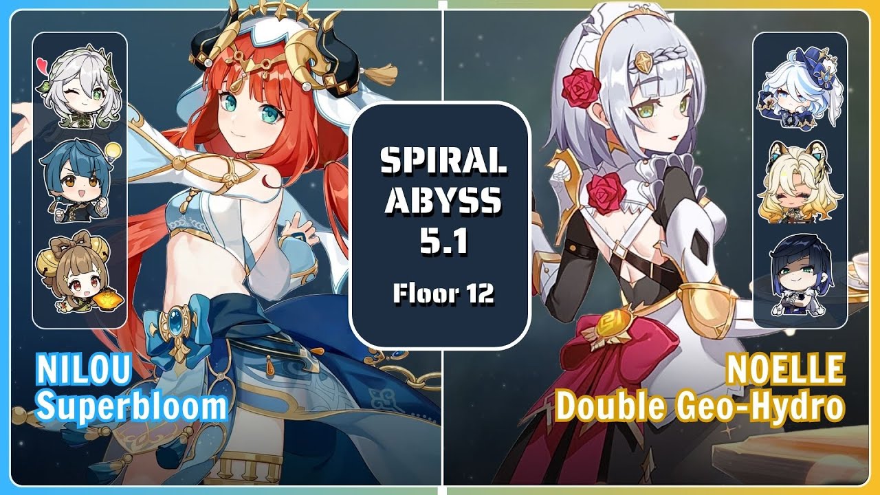C0 NILOU Superbloom & C6 NOELLE Double Geo-Hydro | Spiral Abyss 5.1 | Genshin Impact