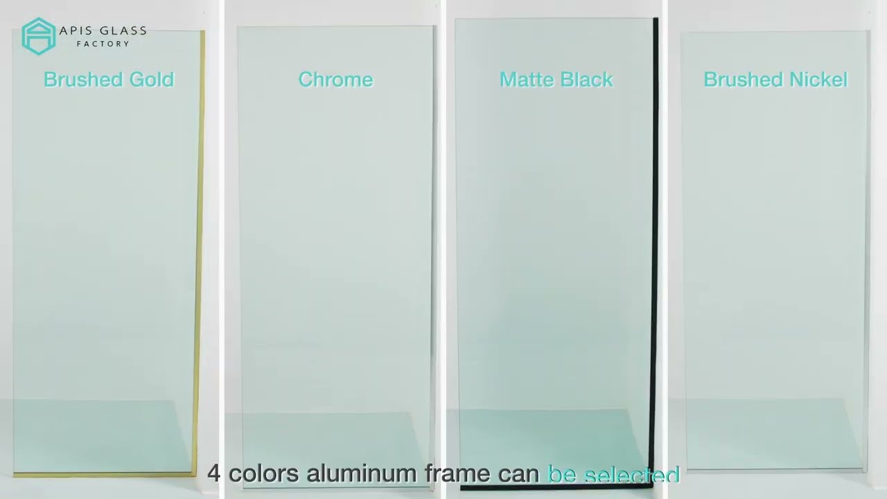 Frameless fixed shower doors with U channel APISGLASS