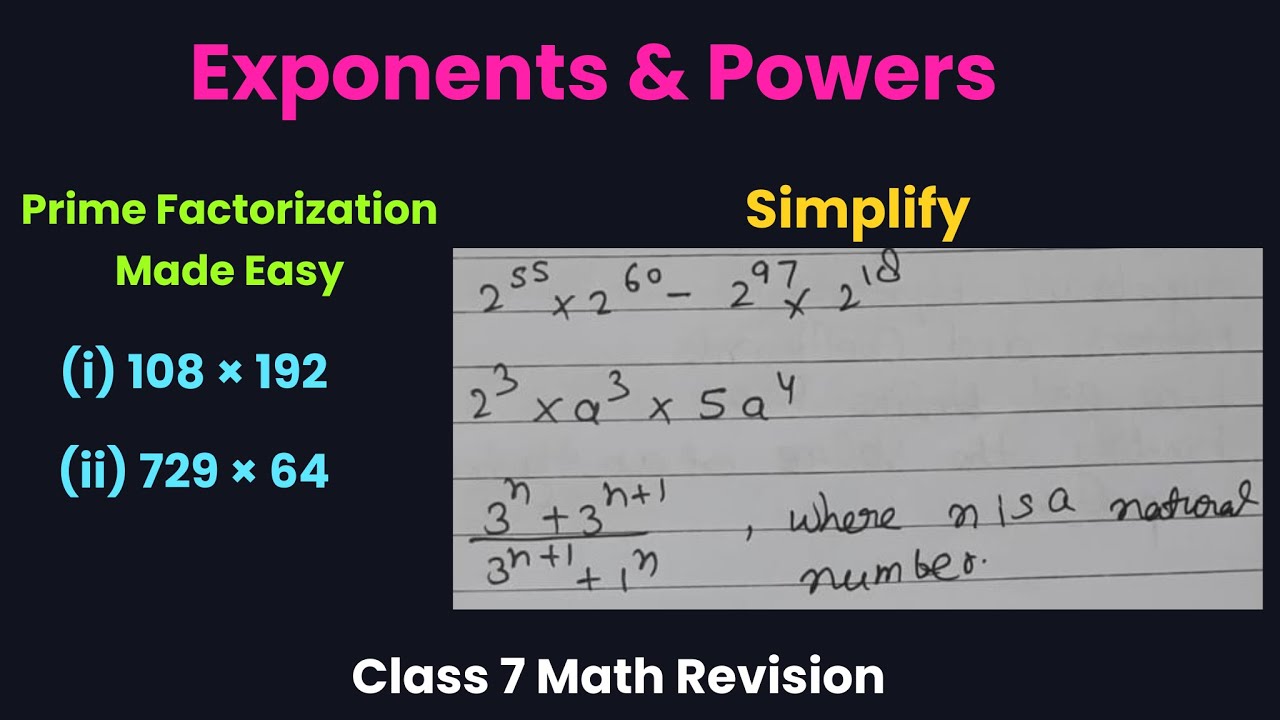 Prime Factorization & Exponential Form | Class 7 Maths | Exam 2026 Prep #maths #exam #exponents