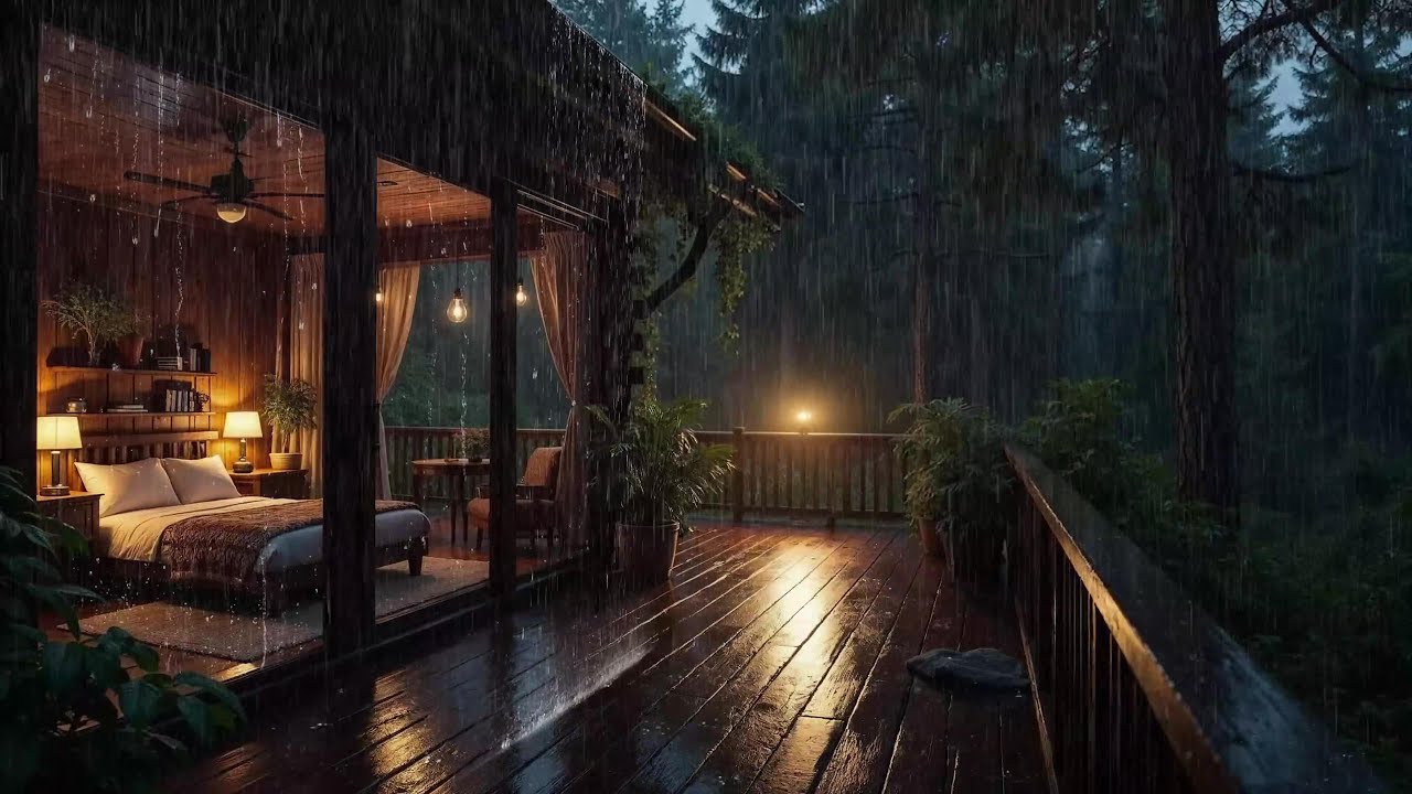 Deep Night Rain in the Woods with Soft Piano | Natural Sounds for Rest, Study, Sleep & Relaxation