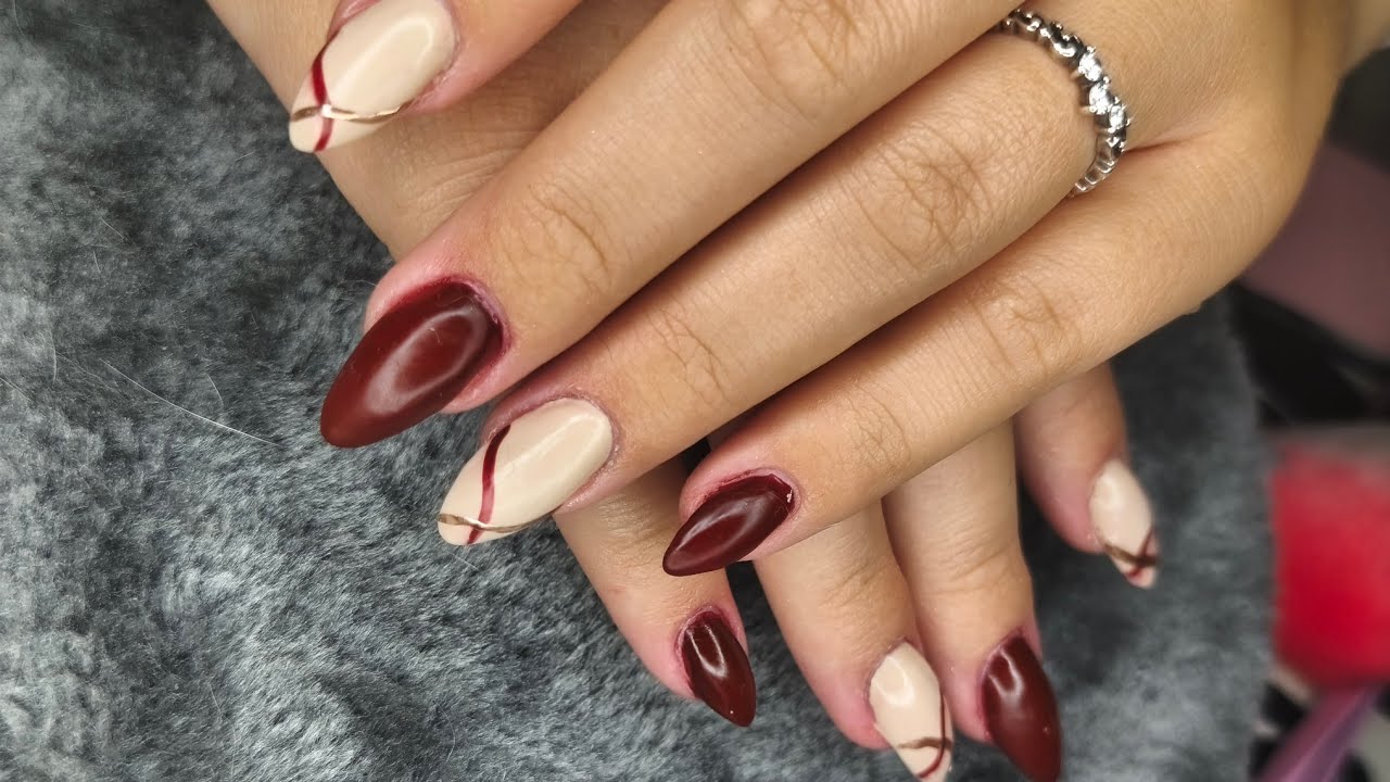 ☕✨Dark chocolate and cream swirls for the ultimate classy set. #Shorts #NailInspo #Aesthetic