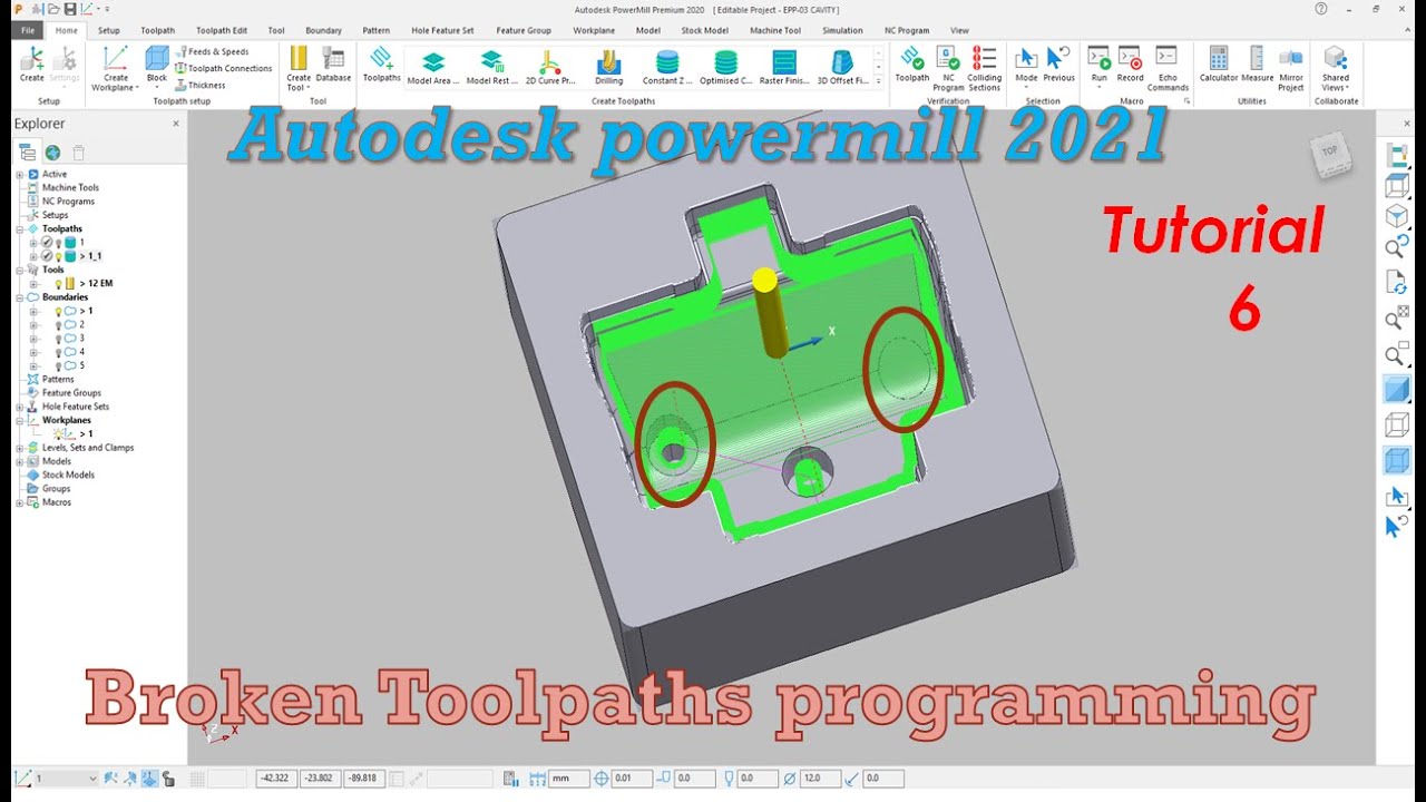 Autodesk powermill 2021 programming and powershape holes pach surface modal tutorial