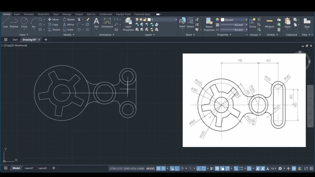 AutoCAD 2D Mechanical Drawing | Practice Drawing for Diploma & BTech #autocad