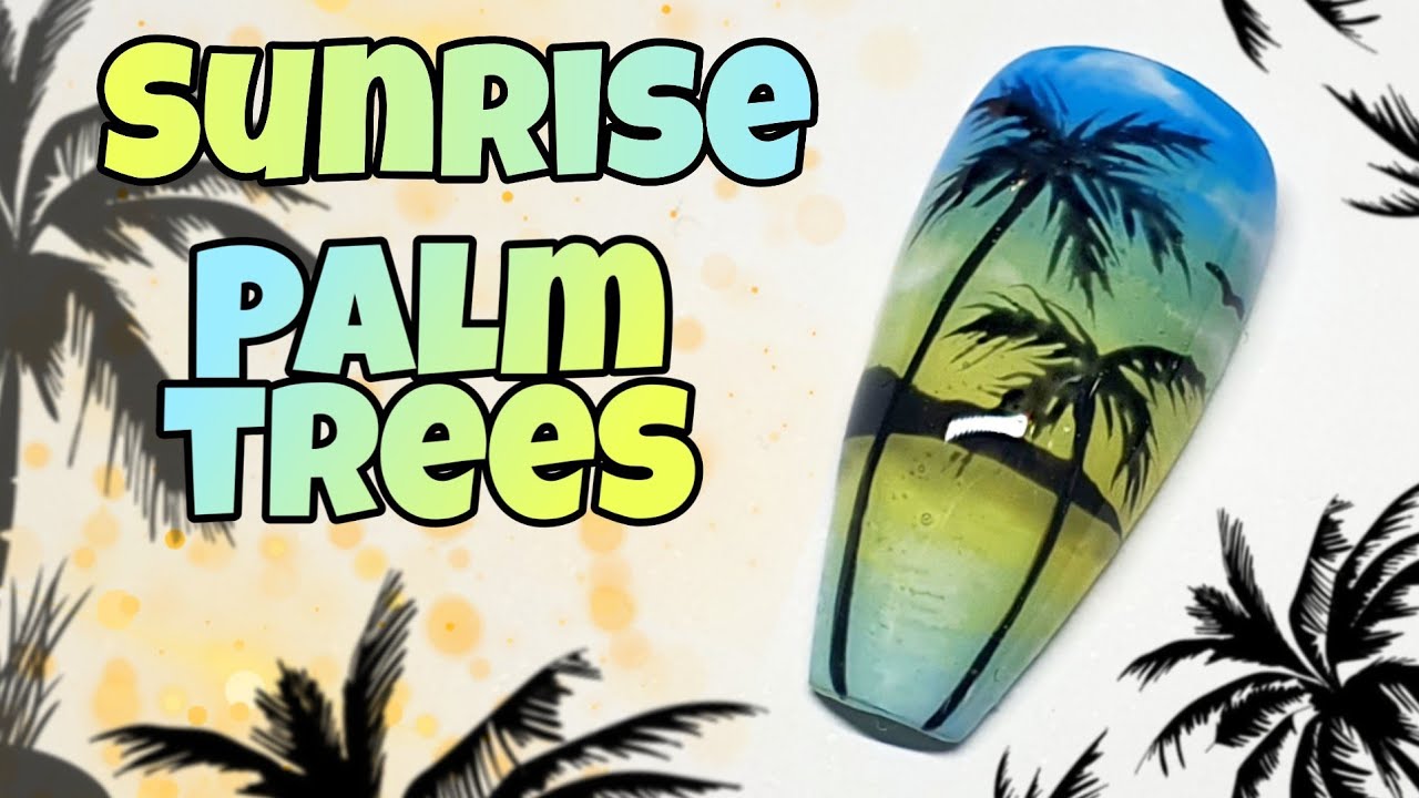 🌄 OMBRE SUNRISE | PALM TREES | Gel polish nail art design