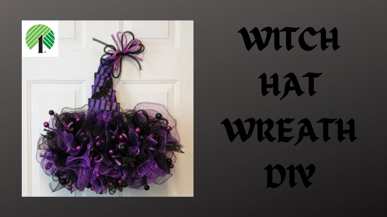CUTE WITCH HAT WREATH DIY | PURPLE  AND BLACK | USING THE DOLLAR TREE TINSEL WITCH HAT