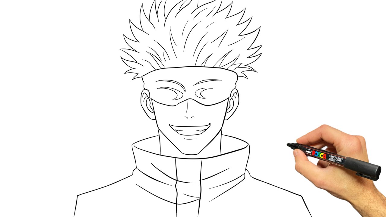 How to draw Satoru Gojo - Step By Step Easy Tutorial (front view)