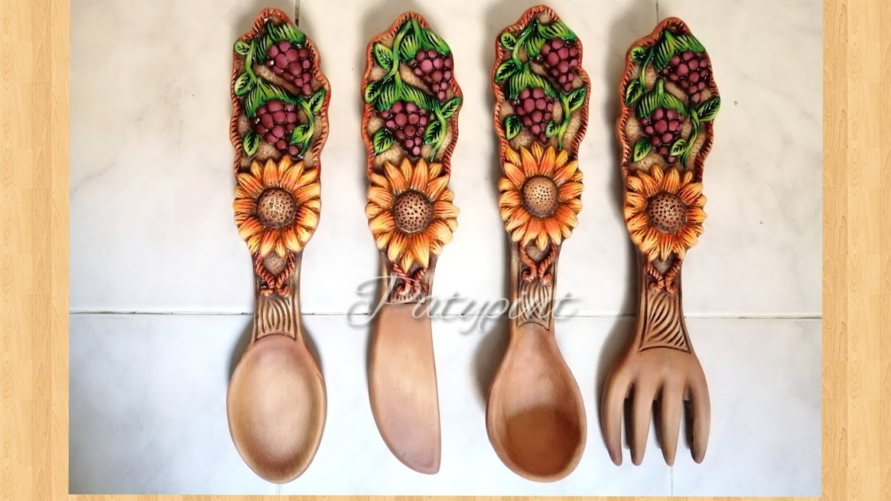 Cucharas en cerámica pintadas en patinas