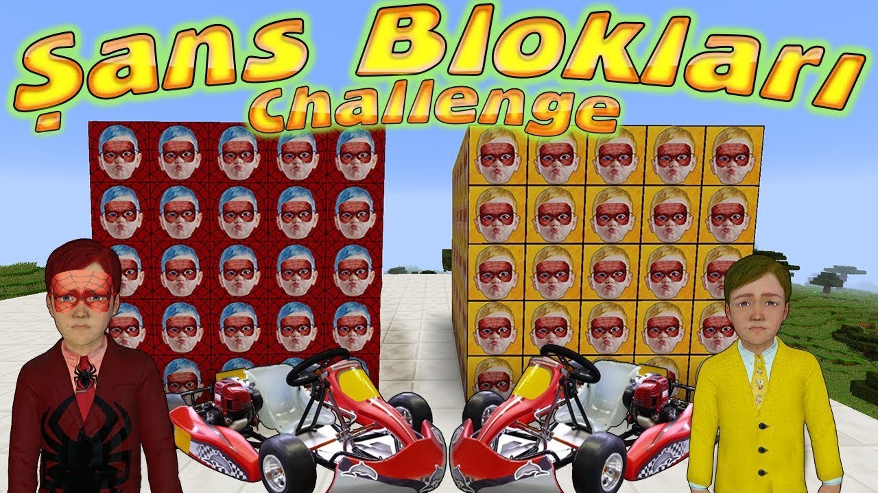 ÖRÜMCEK ÇOCUK vs. MERAKLI MINECRAFT ŞANS BLOKLARI CHALLENGE