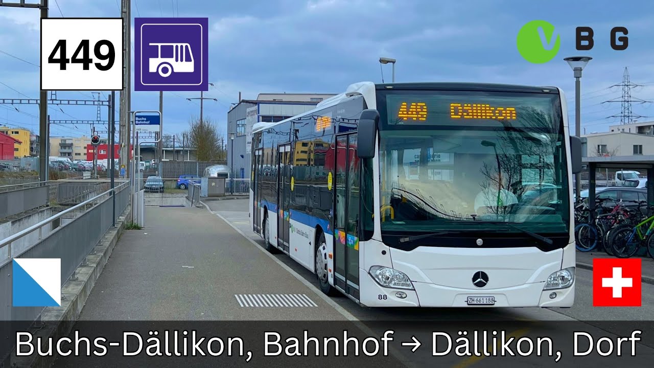 Kurz, aber wichtig:🇨🇭Zürich VBG Buslinie 449 | Buchs-Dällikon, Bahnhof → Dällikon, Dorf [4K]