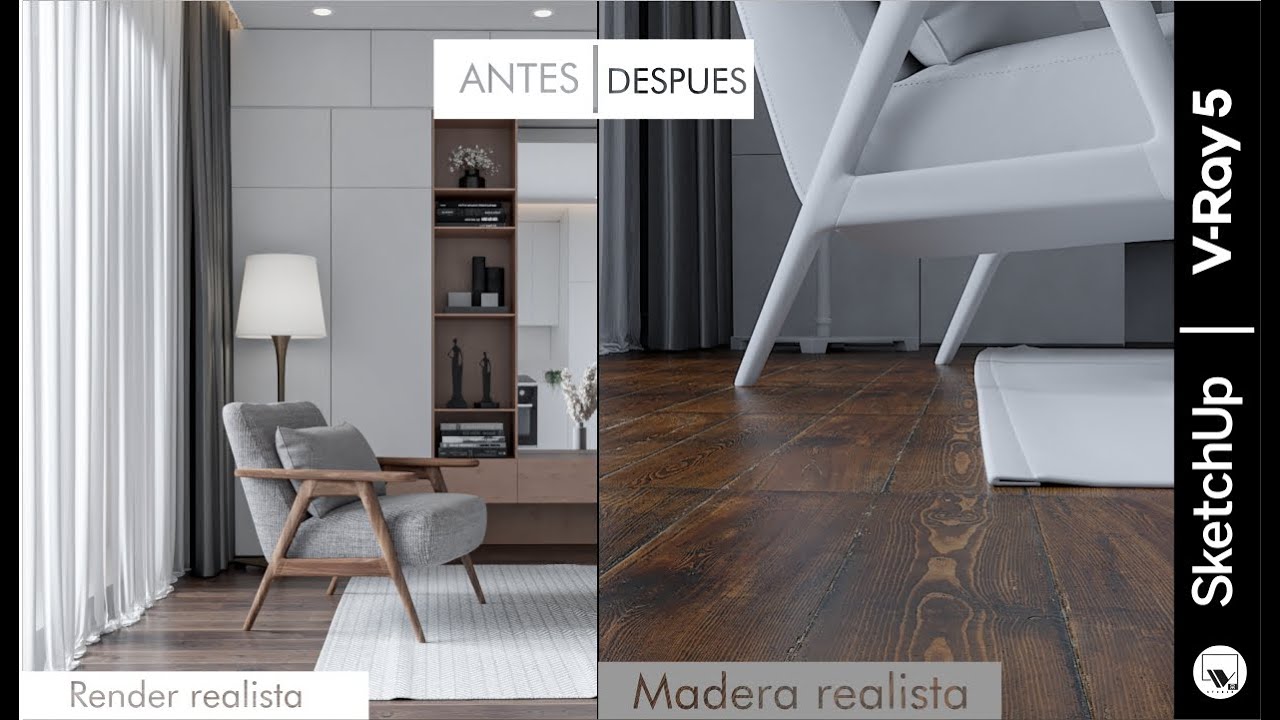 RENDER REALISTA | Sketchup for V - ray 5.2 | MADERA REALISTA #vrayforsketchup #sketchup #vray