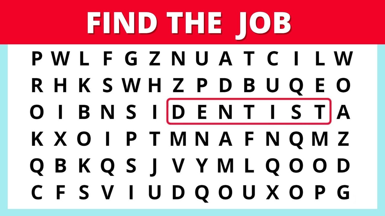 👨‍🔬👩‍🏫 Jobs Names & Professions Words Game | Word Search Game Jobs & Occupations, Word Search Puzzle