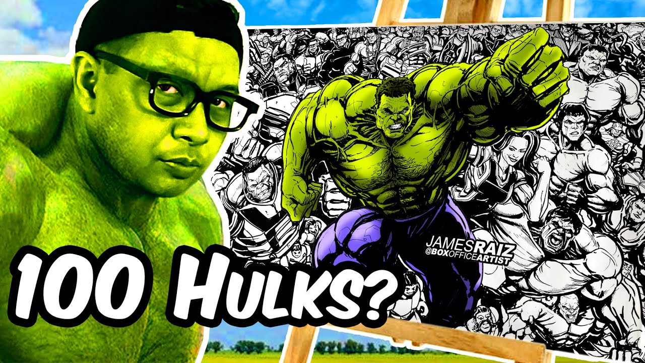 Drawing 100 HULKS in 24 HOURS - and I TURN INTO THE HULK???