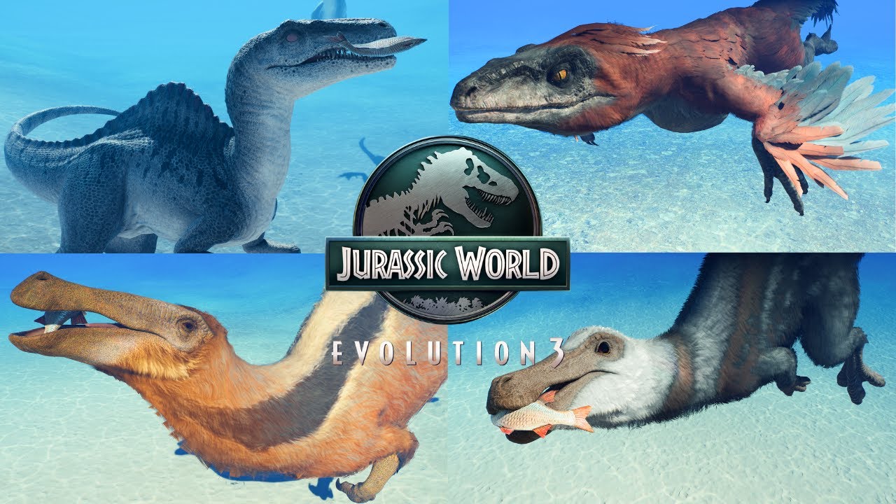 【JWE3】全ての泳げる恐竜の食事シーン＆水中アニメーション！/All swimming dinosaur eat fish animations & underwater animations!