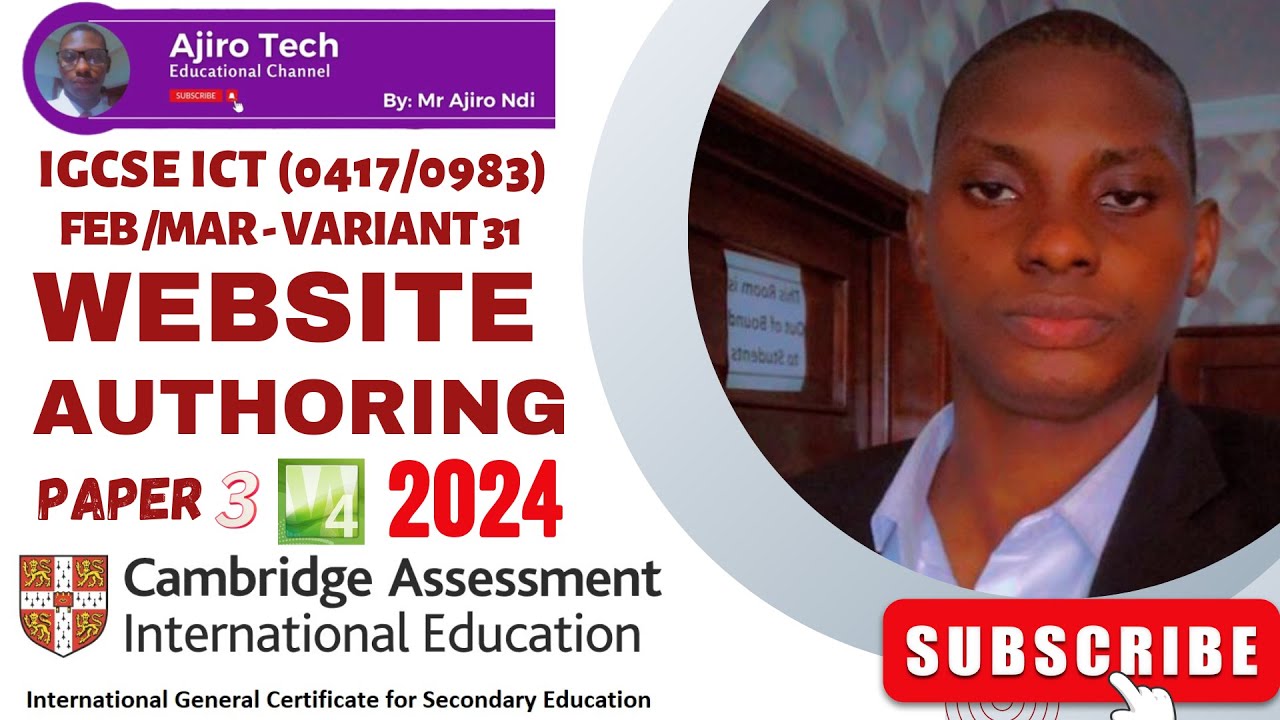 IGCSE ICT (0417/0983) Paper 3 Website Authoring February March 2024 Variant 31