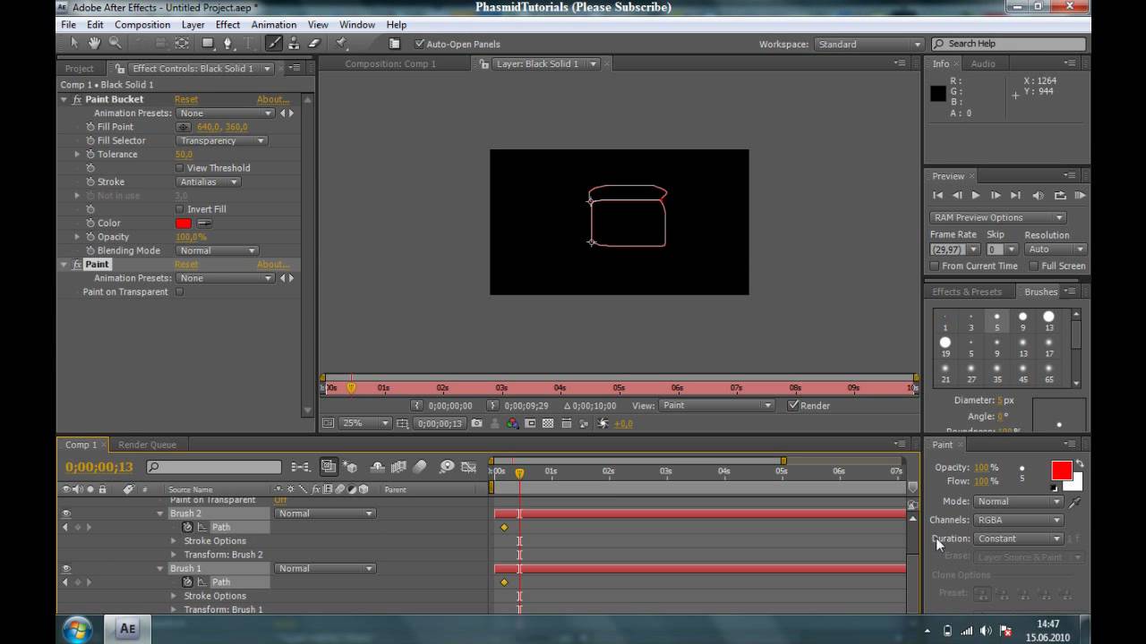 After Effects Tutorial - How to make A cool Draw Effect using the Brushtool