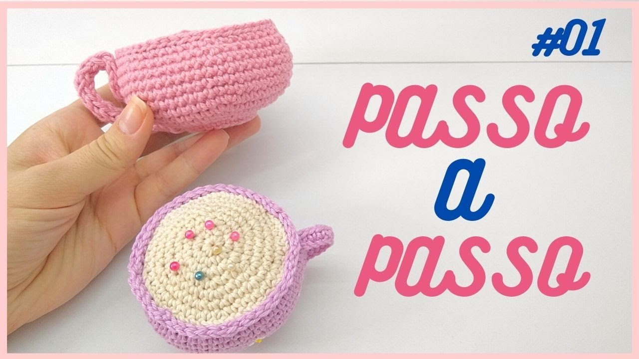XÍCARA AMIGURUMI PASSO A PASSO | 1 Caneca de crochê para decoração. Porta alfinete de caneca crochê.