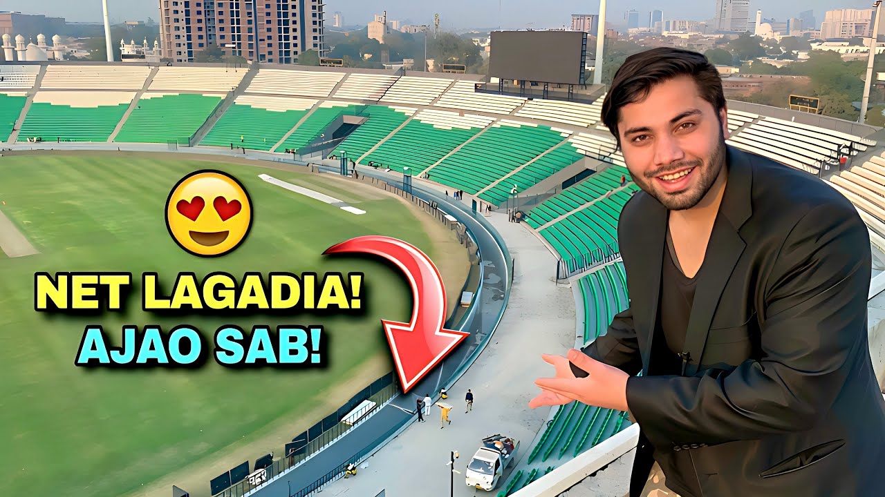 ANOTHER EXCLUSIVE! 🛑 Net Installation Inside Trench! | Live From Top Of Gaddafi Stadium Lahore