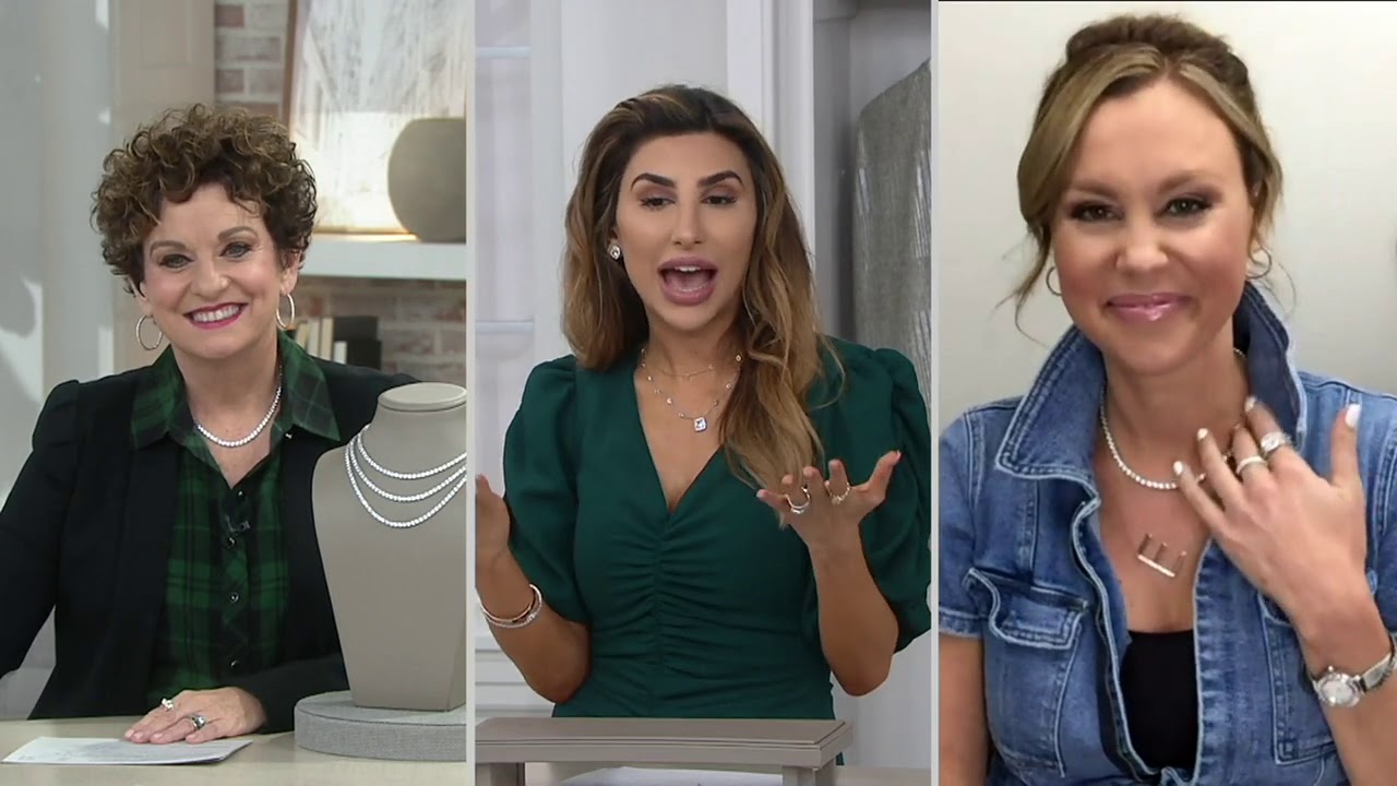 Diamonique 100 Facet Tennis Necklace, Platinum Clad on QVC