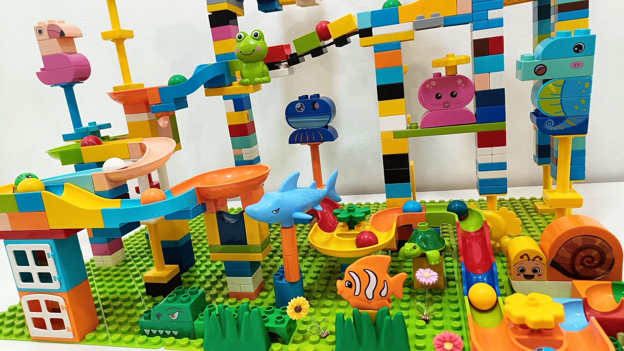 Insane LEGO Duplo Sea Animal Marble Run With Sharks, Fish and Frogs
