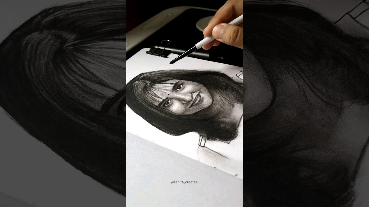 SKETCH of MAMITHA BAIJU from the movie PREMALU ❤️ #charcoalart  #mamithabaiju #telegumovie #shorts