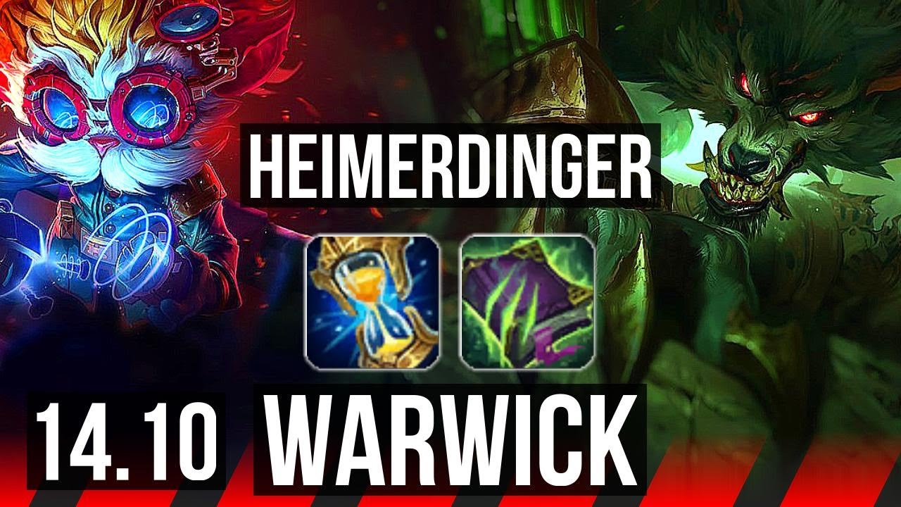 HEIMERDINGER vs WARWICK (TOP) | 6 solo kills, 9/3/9 | EUW Master | 14.10