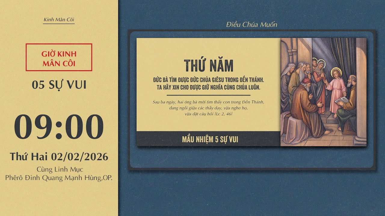 🔴Kinh Mân Côi | 02/02/2026 | 5 Sự Vui - Sáng Thứ Hai Tuần IV Thường Niên.