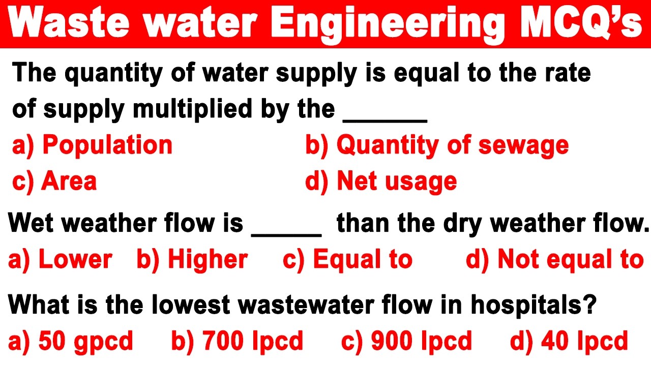 Waste water Engineering MCQ, design of sewer MCQ, Environmental Engineering MCQ, GATE 2026 Civil MCQ