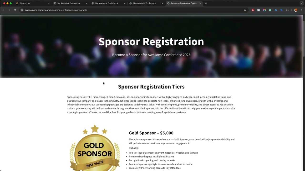 How to Setup a Sponsorship Registration Page